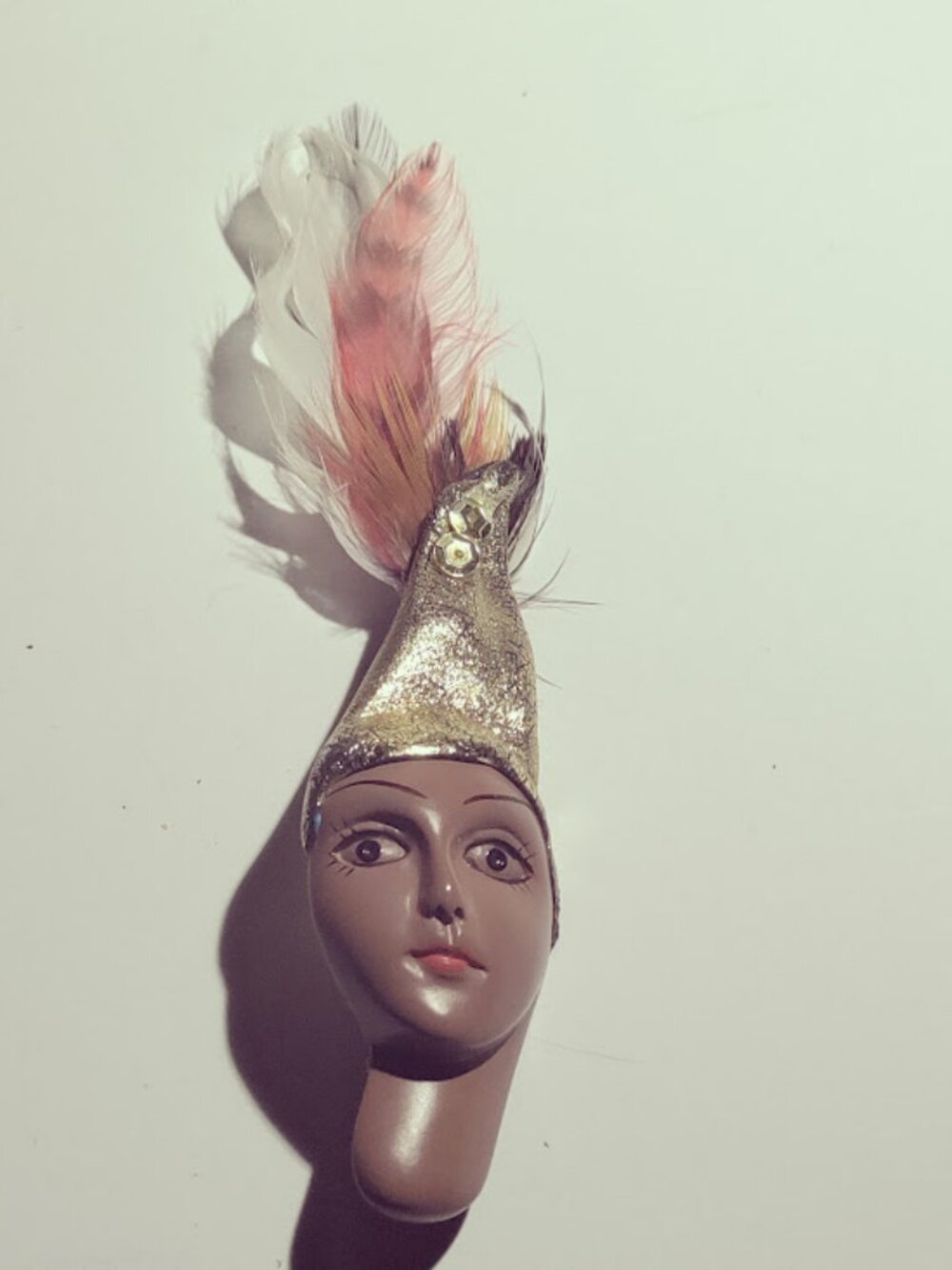 Masquerade Face Feather Brooch Pin